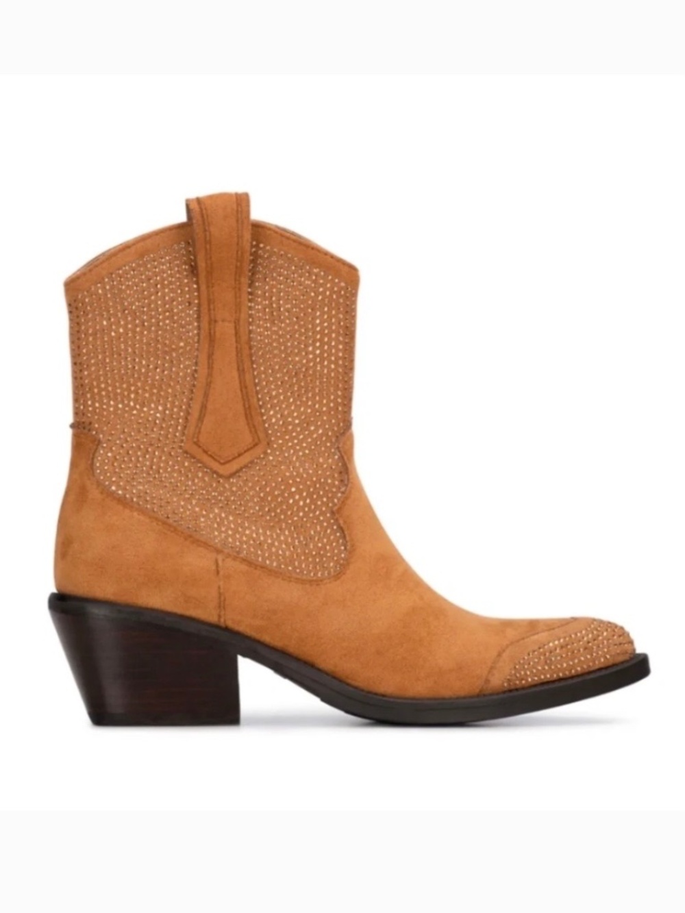Poelman Suede Bling Western Bootie Camel SZ 39/9
